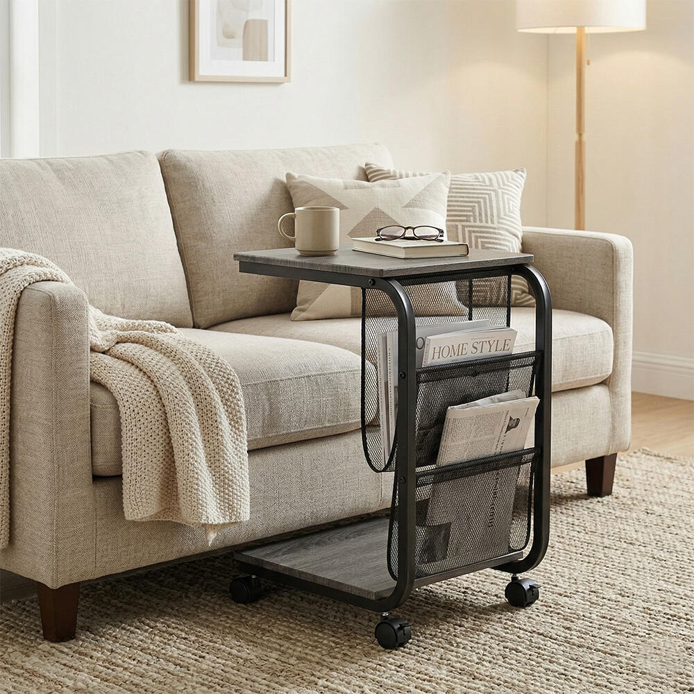 mesa auxiliar con forma de C